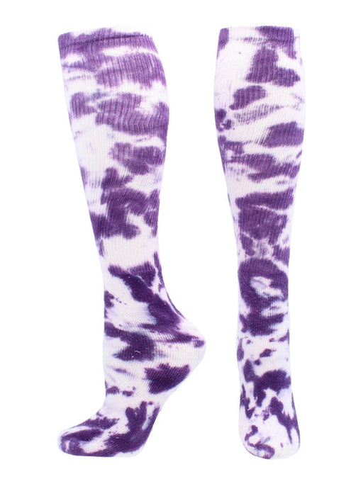 TCK Socks Tie Dye Multisport Over the Calf Tube Sock - Purple/White Purple/White