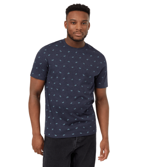 Tentree Men's Bike Around Print T-Shirt - Midnight Blue Heather/Tourmaline Midnight Blue Heather/Tourmaline