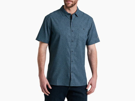 Kuhl Clothing Mens Persuadr Short-sleeve Charcoal Blue