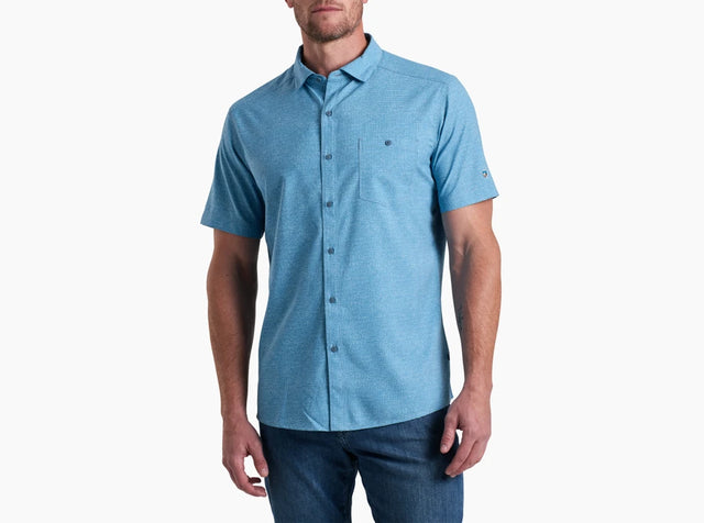 Kuhl Clothing Mens Persuadr Short-sleeve Blue Chalk