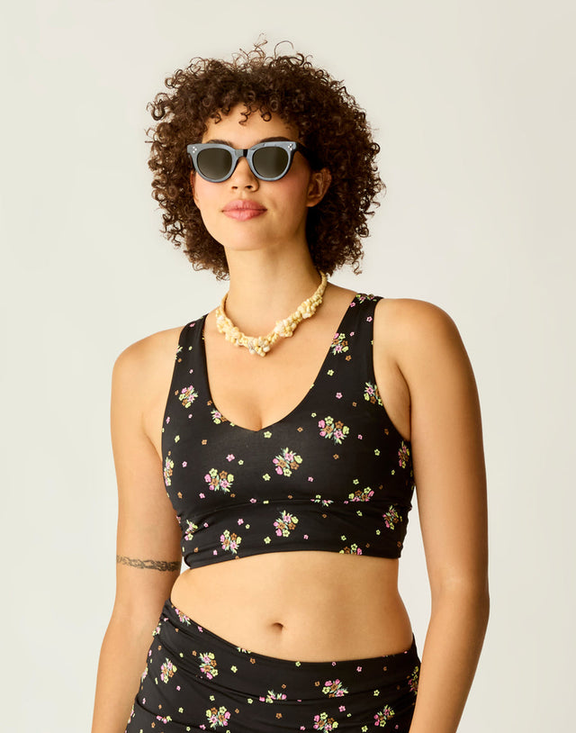 Carve Designs Tofino Swim Top - Black Floret Black Floret