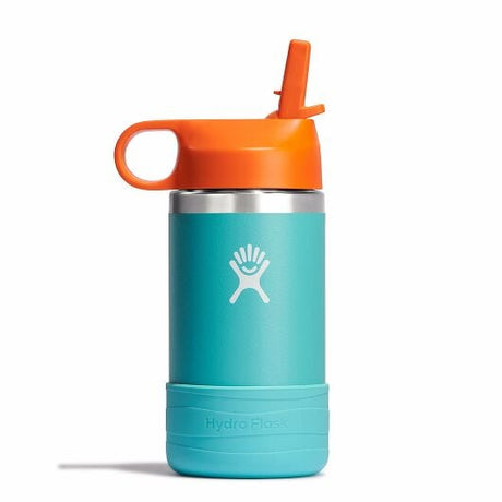 Hydro Flask Kids Wide Mouth Straw Lid Bottle And Boot 12 Oz - Seaspray Seaspray