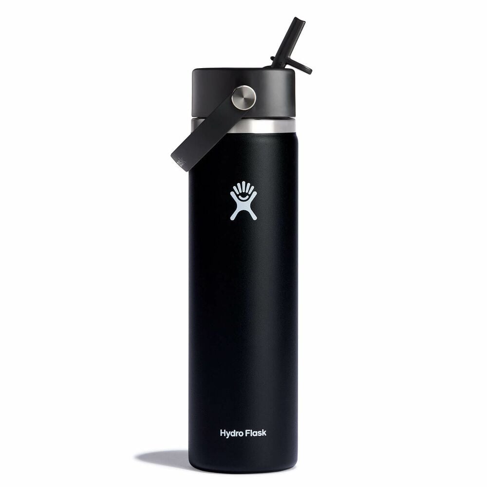Hydro Flask Wide Flex Straw Cap Bottle 24oz Black Black