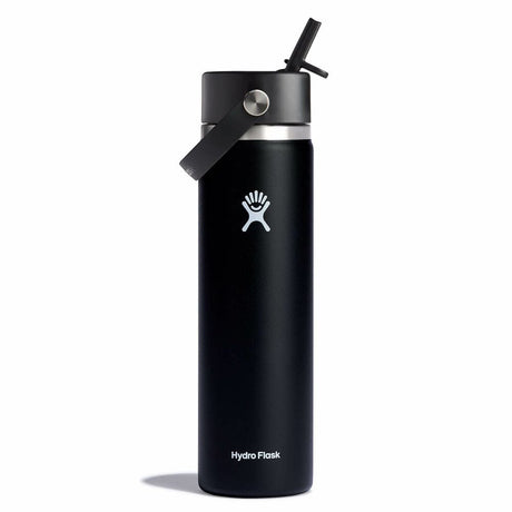 Hydro Flask Wide Flex Straw Cap Bottle 24oz Black Black