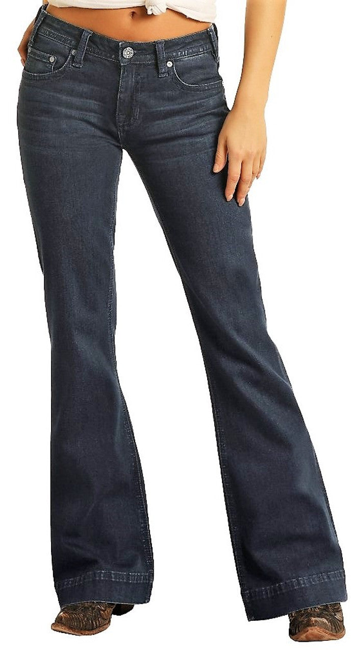 Panhandle Slim Women's Mid Rise Extra Stretch Trouser Dark_wash