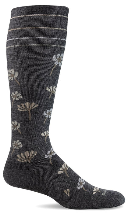 Sockwell Women's Field Flower Moderate Graduated Compression Sock - Charcoal Charcoal