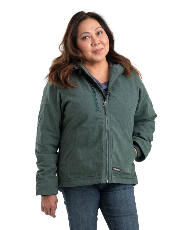 Berne Women's Heathered Duck Hooded Jacket Jade