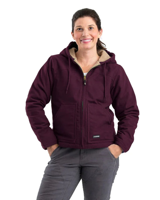 Berne Women's Sherpa-lined Duck Hooded Jacket Plum