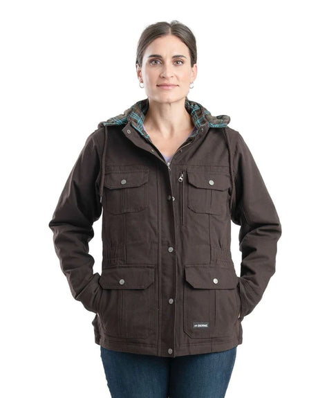 Berne Women's Softstone Duck Barn Coat Dark brown