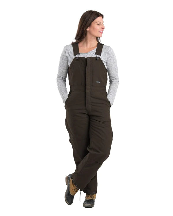 Berne Women's Softstone Duck Insulated Bib Overall Dark brown