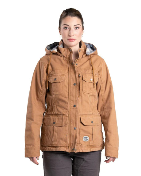 Berne Women's Vintage Washed Duck Barn Coat Brown