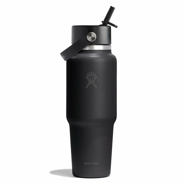 Hydro Flask Wide Flex Straw Travel Bottle, Black/32oz Black