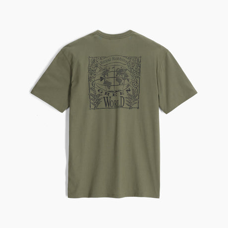 Royal Robbins Mens RR Graphic Tee - Fiddlehead Green World Print Fiddlehead Green World Print