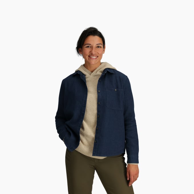 Royal Robbins Women's Clouds Rest Hemp Long-Sleeve - Deep Blue Heather Deep Blue Heather