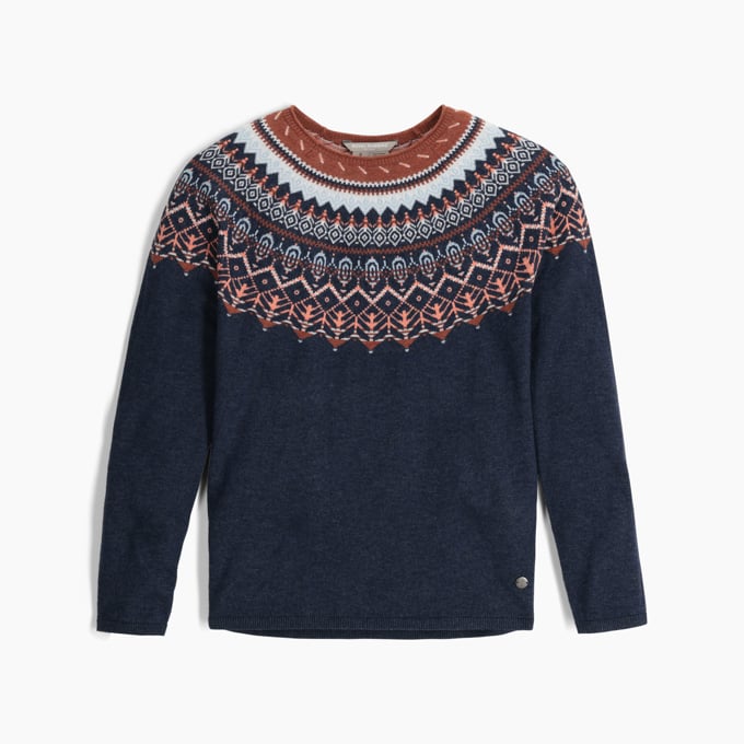 Royal Robbins Women's Fairisle Crew - Deep Blue Mariposa Deep Blue Mariposa Pt