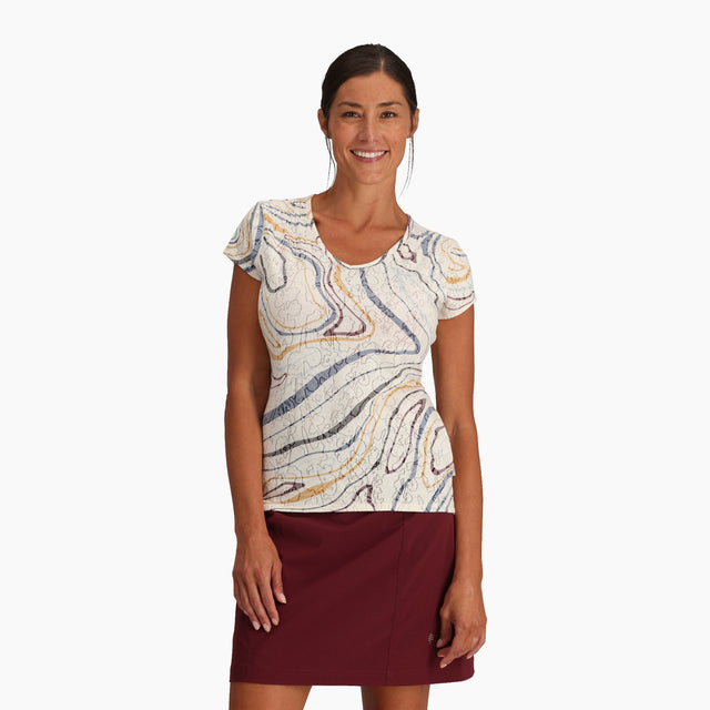 Royal Robbins Women's Featherweight Tee - Ivory Tidal Print Ivory Tidal Print