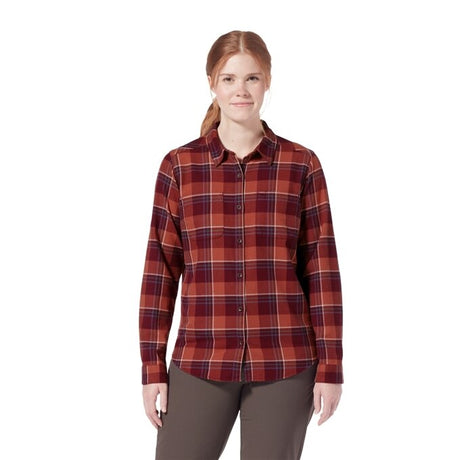 Royal Robbins Women`s Lieback Organic Cotton Flannel L/s Brntgrapewildwoodpld