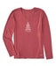 Women's Life Is Good Winter Tree Long-sleeve V-neck Tee Faded red