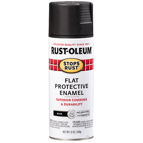 RUST-OLEUM 12 OZ Stops Rust Protective Enamel Spray Paint - Flat Black BLACK