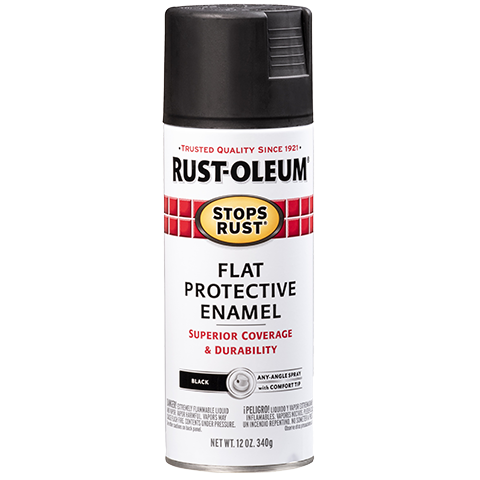 RUST-OLEUM 12 OZ Stops Rust Protective Enamel Spray Paint - Flat Black BLACK