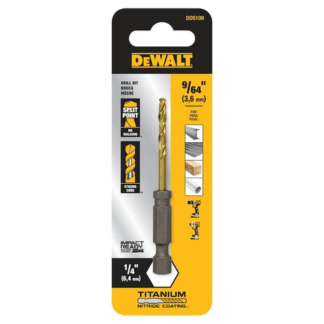 Dewalt 9/64 IN. IMPACT READY Titanium Nitride Coating Drill Bit