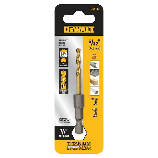 Dewalt 5/32 IN. IMPACT READY Titanium Nitride Coating Drill Bit