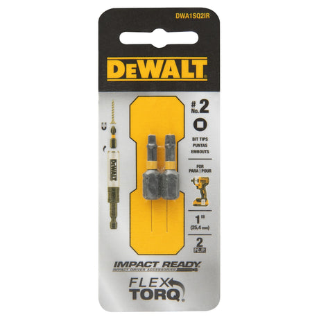 Dewalt FlexTorq Impact Ready Square No.2 X 1 IN. Screwdriver Bit - STEEL - 2 PACK / SQ