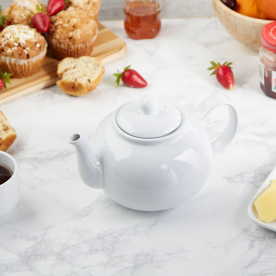 RSVP STONEWARE TEAPOT - WHITE WHITE / 42OZ