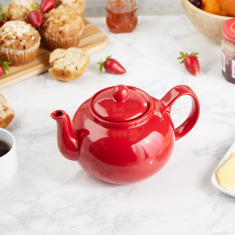 RSVP STONEWARE TEAPOT - RED RED / 42OZ