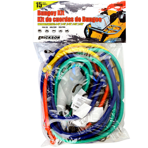 Erickson 15 Pack Assorted Bungee Cords / ASSORTED