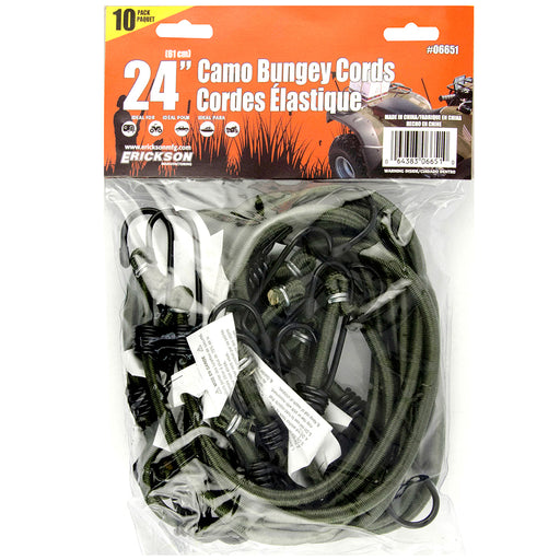 Erickson 10-Pack Camo Bungee Cords, 24in CAMO / 24IN