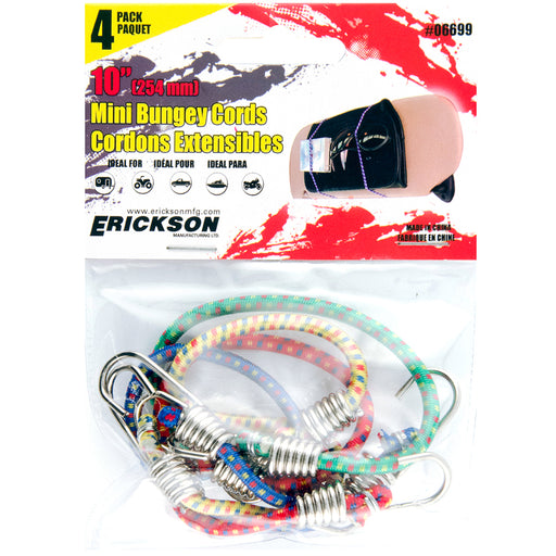 Erickson 10in Mini Bungee Cords, 4-Pack