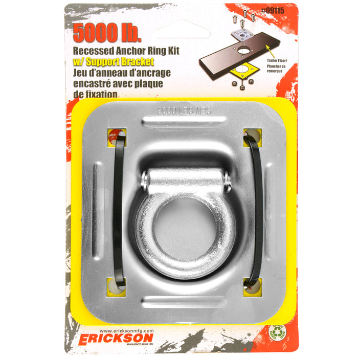 Erickson 5000 lb. Recessed Anchor Ring Kit  with Support Bracket 5000LB