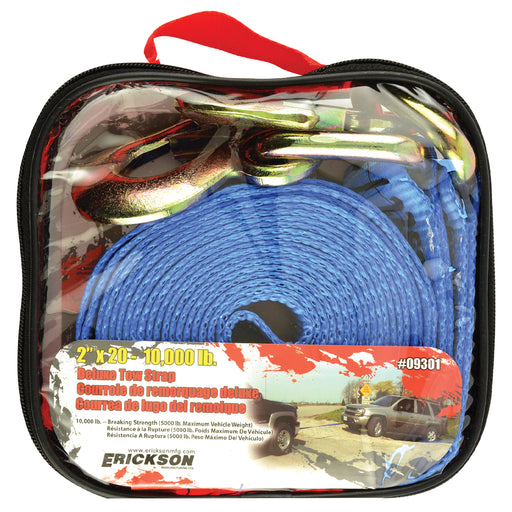Erickson 2″ x 20′ 10,000 lb Tow Strap with Forged Safety Snap Hooks / 2INX20FT