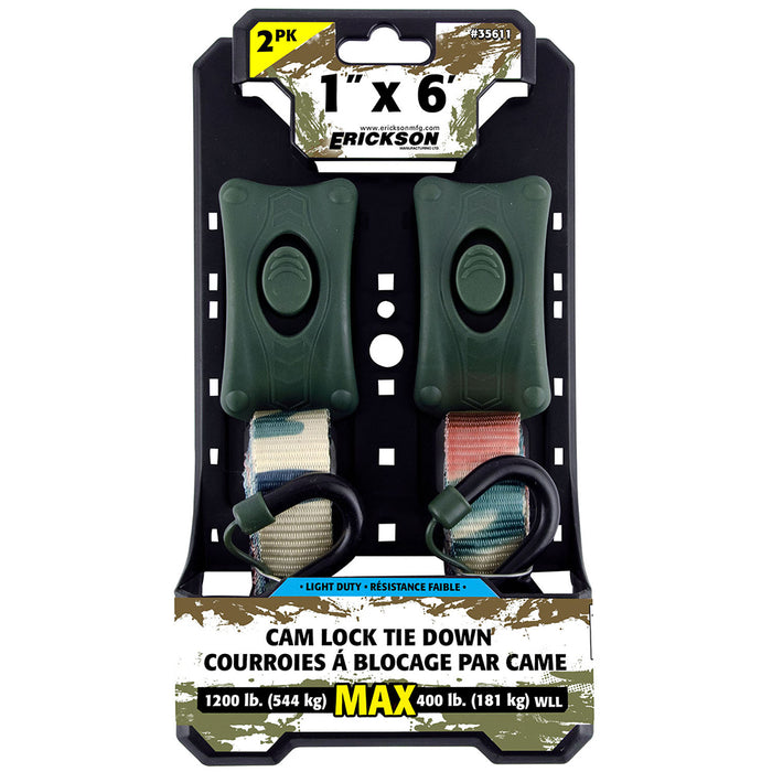 Erickson 1″ x 6′ 1200 lb Cam Lock Tie-Down CAMO /  / 1INX6FT