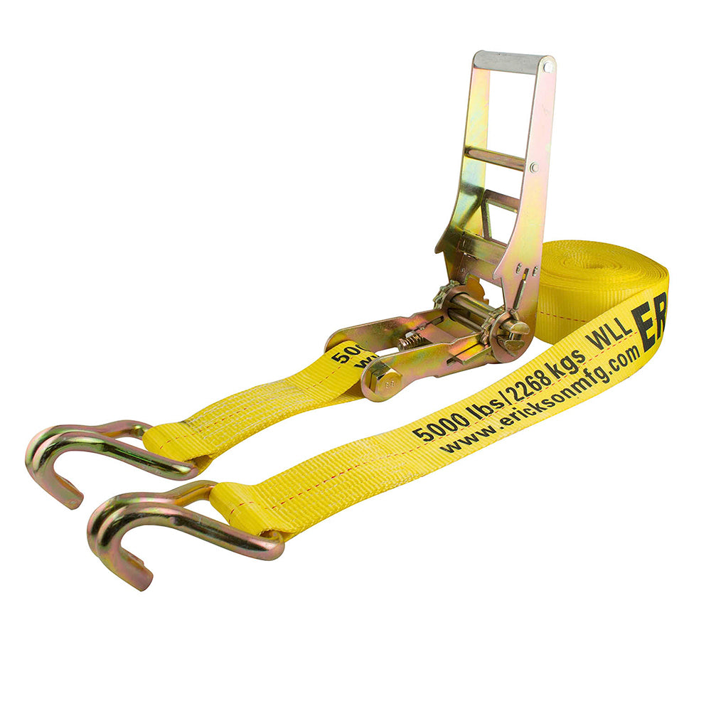 Erickson 3″ x 30′  15,000 lb Ratchet Strap with Double J-Hooks / 3INX30FT