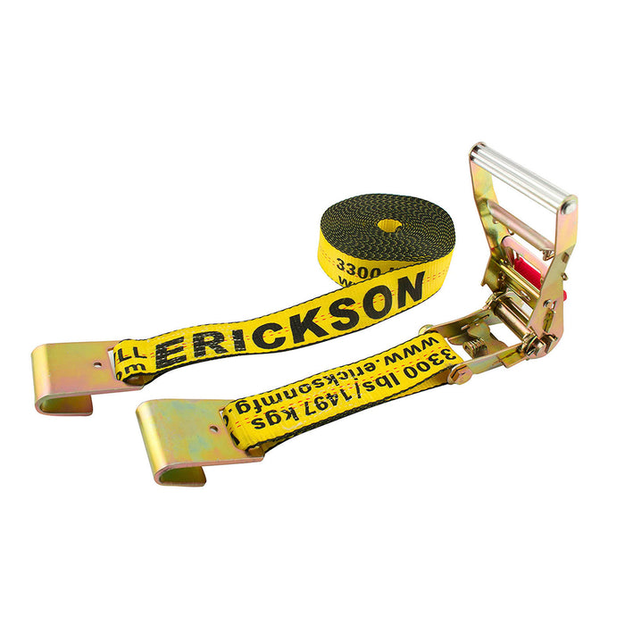Erickson 2″ x 40′ 10,000 lb Long Handle Ratchet with Web Clamp Flat Hooks / 2INX40FT