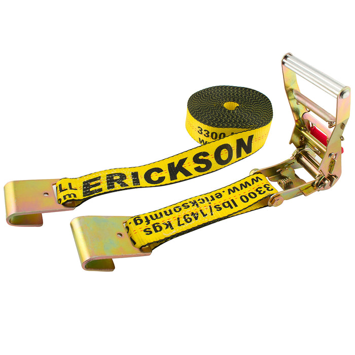 Erickson 2″ x 50′ 10,000 lb Long Handle Ratchet 
with Flat Hooks