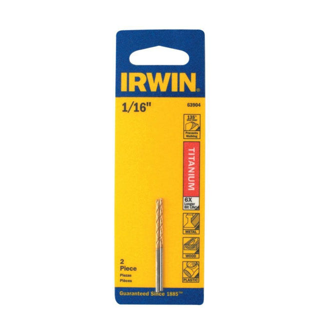 IRWIN INDUSTRIAL TOOL Titanium Nitride Coated HSS Jobber Length Bit 1/16 in.