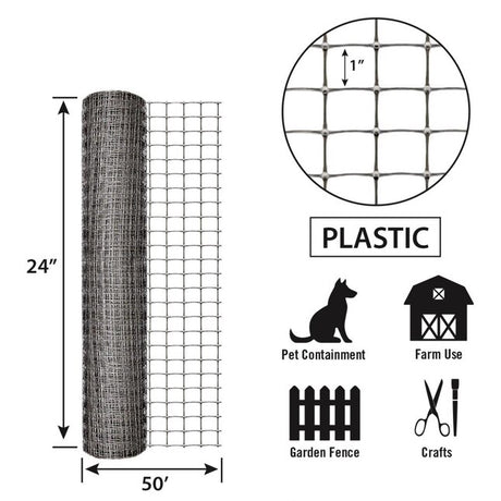 Garden Zone 24in x 50ft Gray Plastic Netting 2X50FT