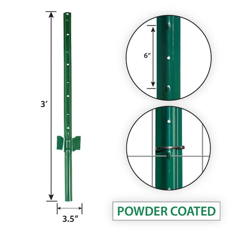 Garden Zone 3ft Powder-coated Steel Light Duty U-post