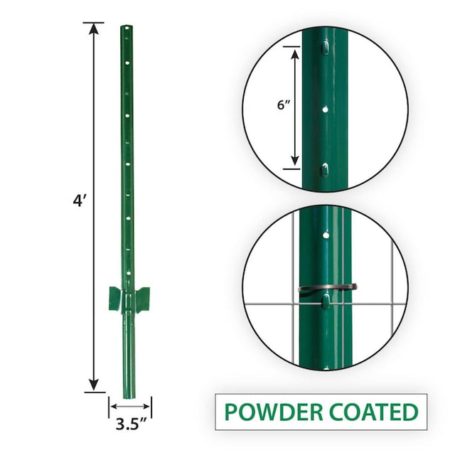 Garden Zone 4ft Powder-coated Steel Light Duty U-post