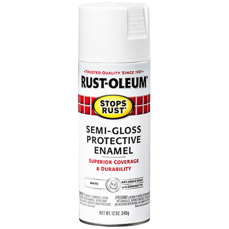 RUST-OLEUM 12 OZ Stops Rust Protective Enamel Spray Paint - Semi-Gloss White WHITE