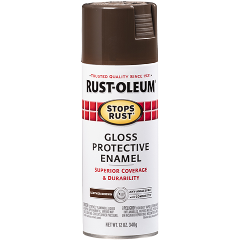 RUST-OLEUM 12 OZ Stops Rust Protective Enamel Spray Paint - Gloss Leather Brown LEATHER_BROWN