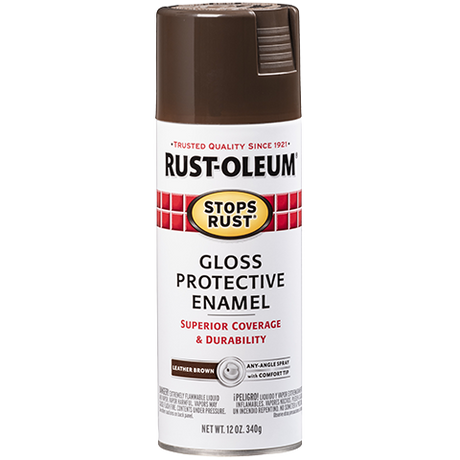 RUST-OLEUM 12 OZ Stops Rust Protective Enamel Spray Paint - Gloss Leather Brown LEATHER_BROWN