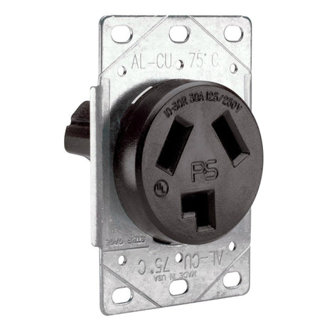 Pass & Seymour 30A 125V/250V Surface-Mount Receptacle, Black BLACK / 30A