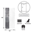 Garden Zone 48in x 50ft Galvanized Garden Fence with 2in x 3in Openings / 4X50_1IN_20GA