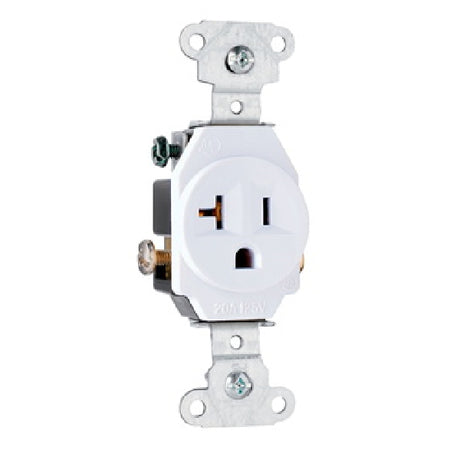 Pass & Seymour 20A 125V Heavy Duty Single Receptacle, White WHITE / 20A