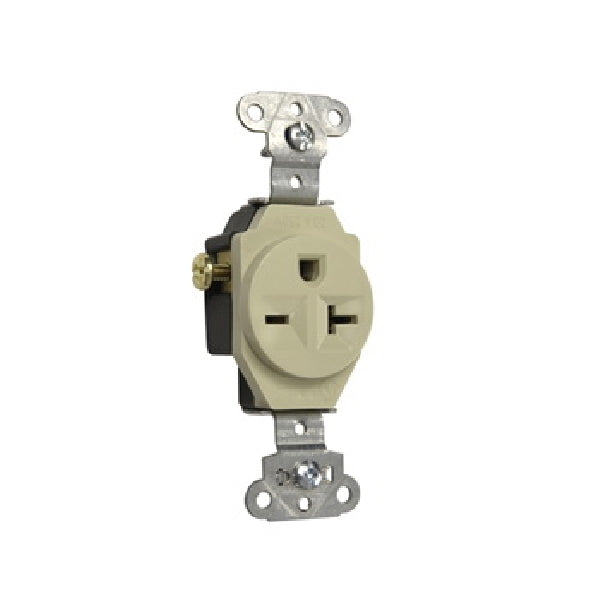 Pass & Seymour 20A 250V Heavy Duty Sigle Receptacle, Ivory 20A