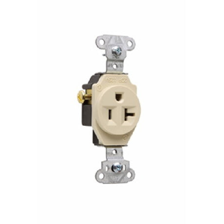 Pass & Seymour 20A 125V Heavy Duty Single Receptacle, Ivory 20A